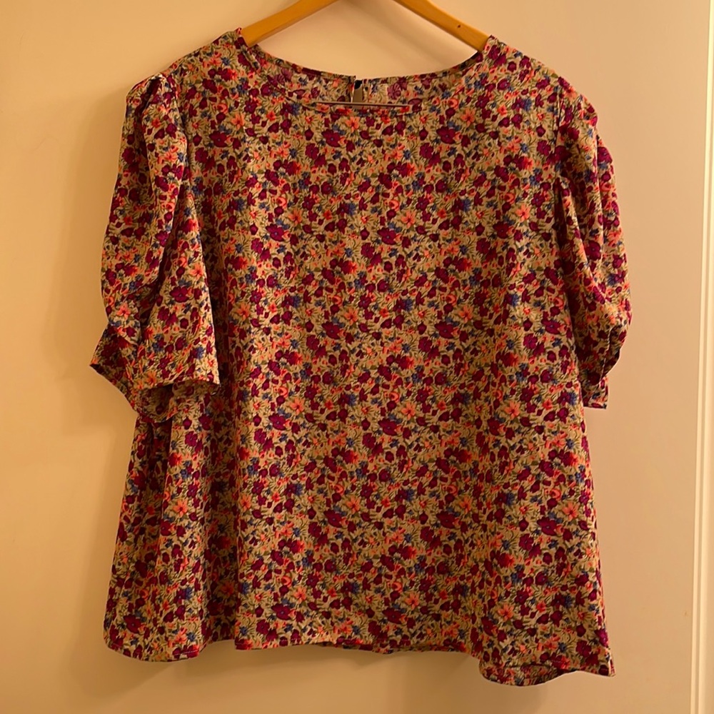 SHEIN Floral Puff Sleeve Blouse 4XL NWT